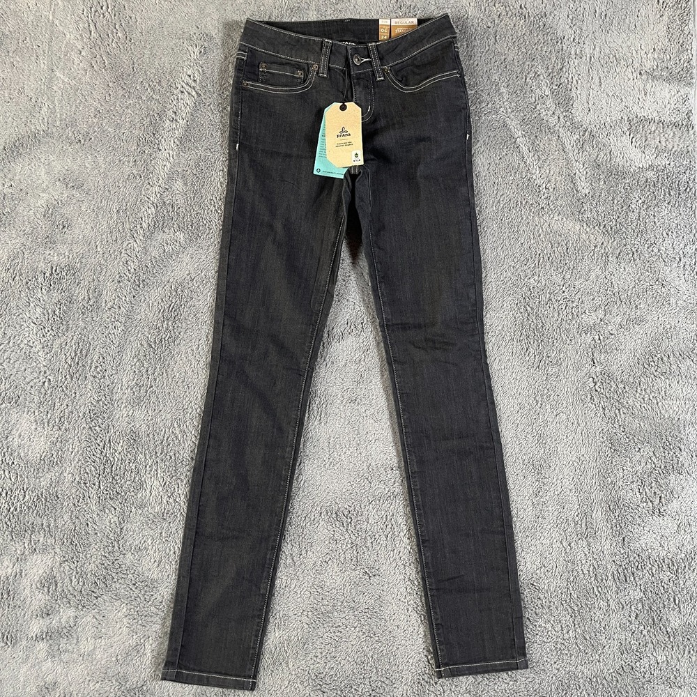 prAna Kayla Jean Womens 00 24 Denim 32" Inseam Dark Wash Stretch  Grunge Organic